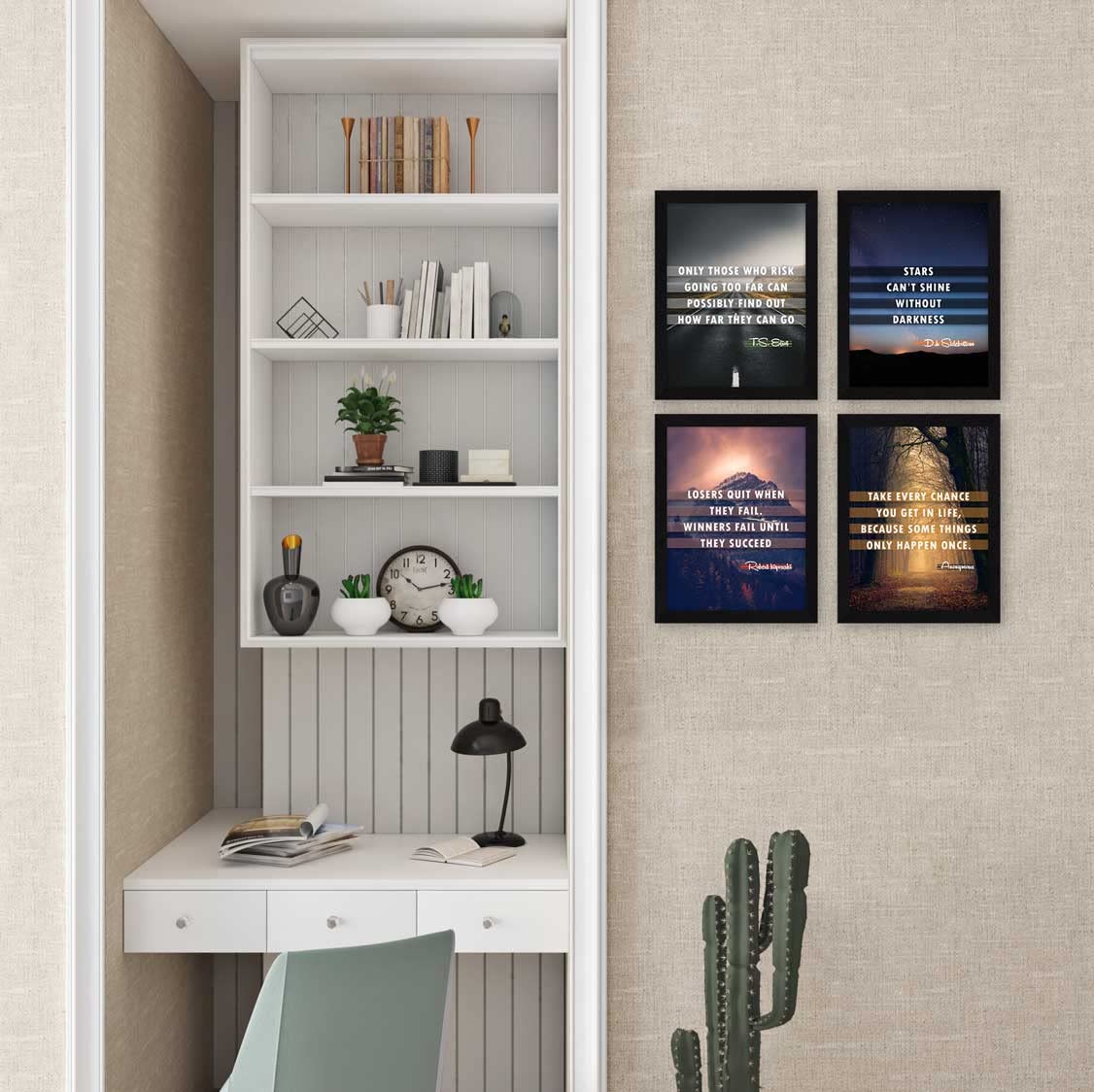 Artx Paper Motivational Quotes Wall Art Painting, Framed Poster, Multicolor, Inspirational, 10 X 13 Inches, Set Of 4